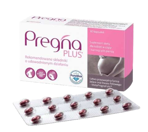 Pregna Plus, dla kobiet w ciąży i karmiących piersią, 30 kapsułek