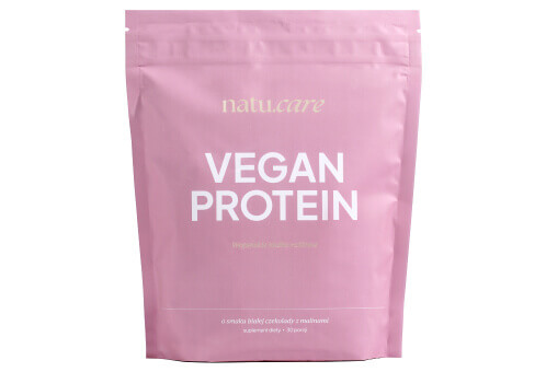 Natu.Care Vegan Protein, wegańskie białko roślinne, biała czekolada-malina