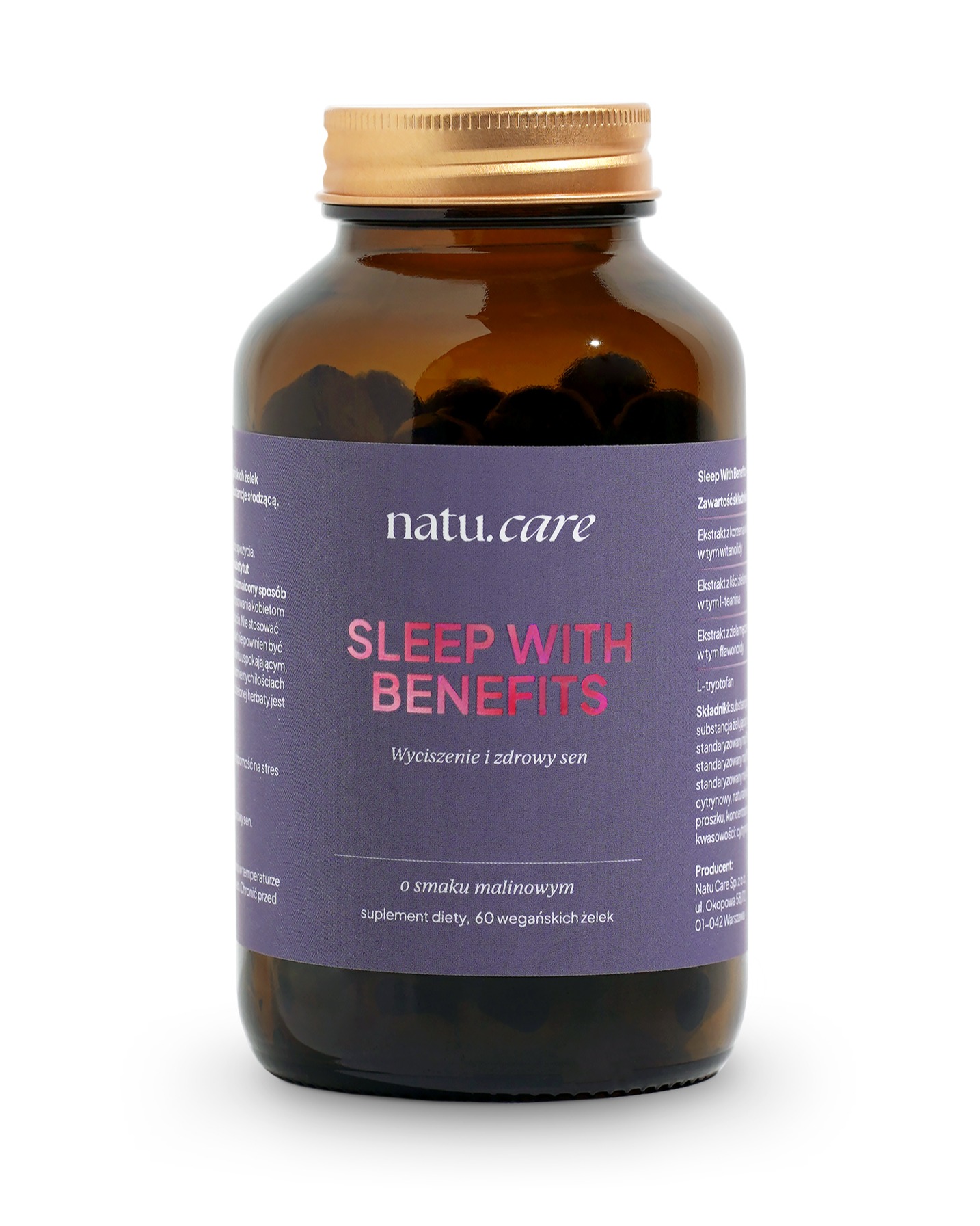 Sleep with Benefits – Wegańskie żelki na sen, Ashwagandha KSM-66, malina