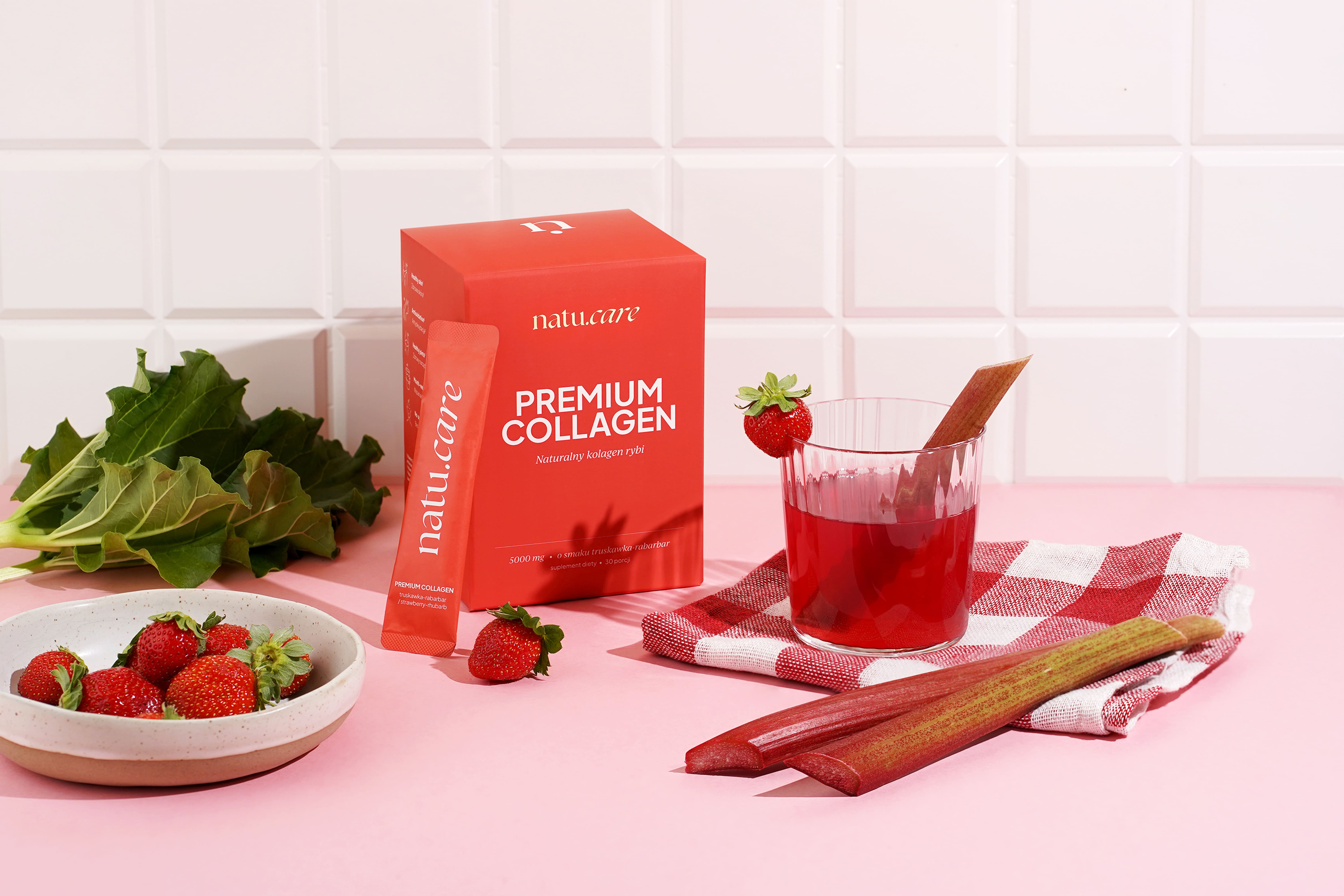Natu.Care Kolagen Premium 5000 mg, truskawka-rabarbar