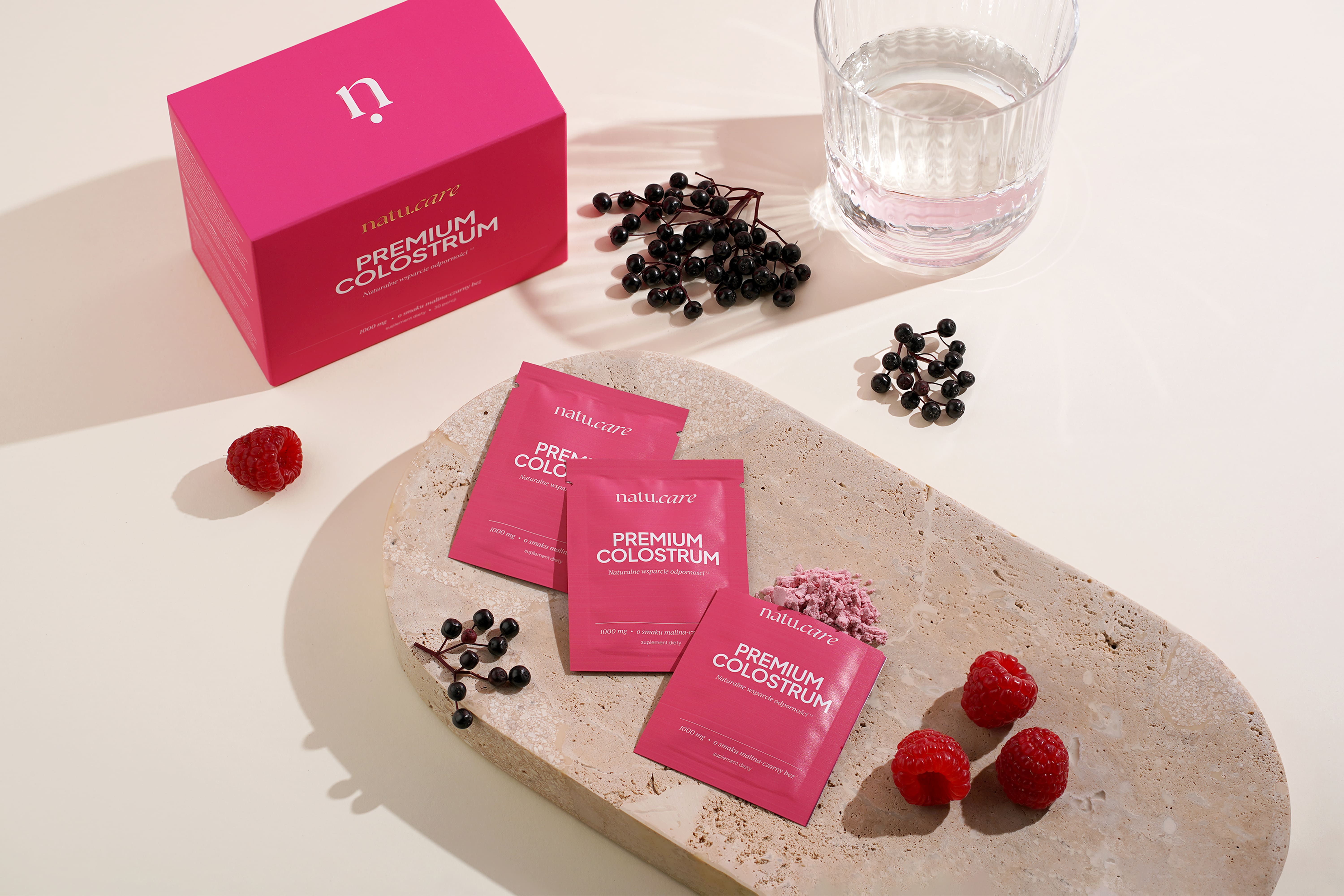 Natu.Care Premium Colostrum, malina-czarny bez