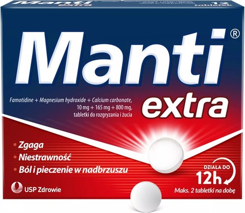 Manti Extra tabletki na zgagę do rozgryzania