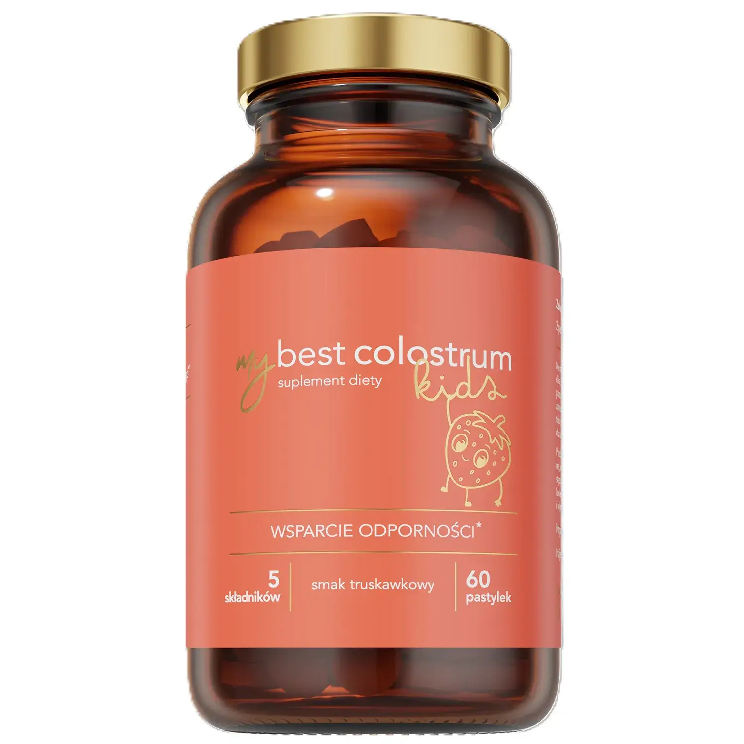 MyBestColostrum Kids, smak truskawkowy, 60 pastylek